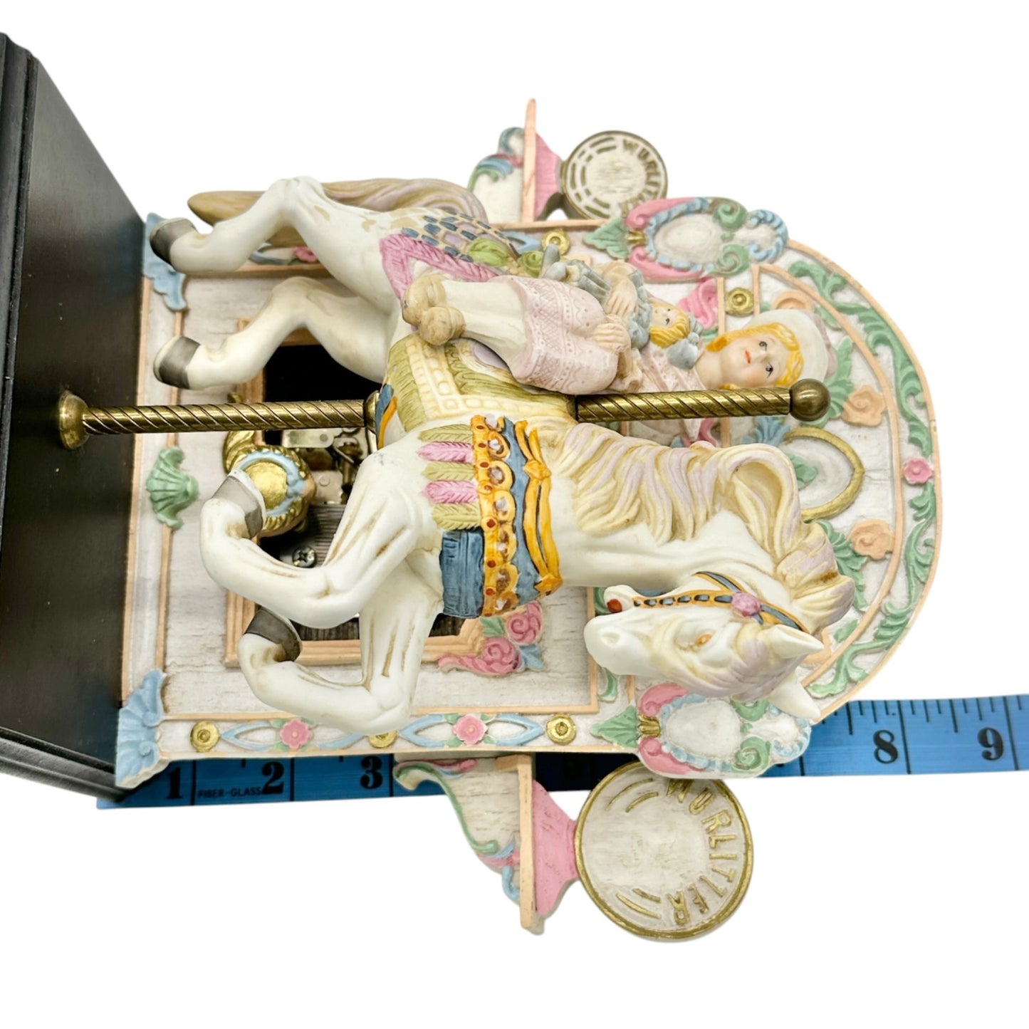 Willitts Designs 1987 Carousel Horse Music Box Figurine With Girl & Doll Pastels