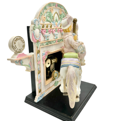Willitts Designs 1987 Carousel Horse Music Box Figurine With Girl & Doll Pastels