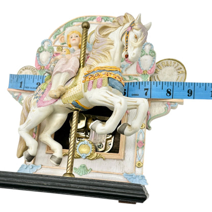 Willitts Designs 1987 Carousel Horse Music Box Figurine With Girl & Doll Pastels