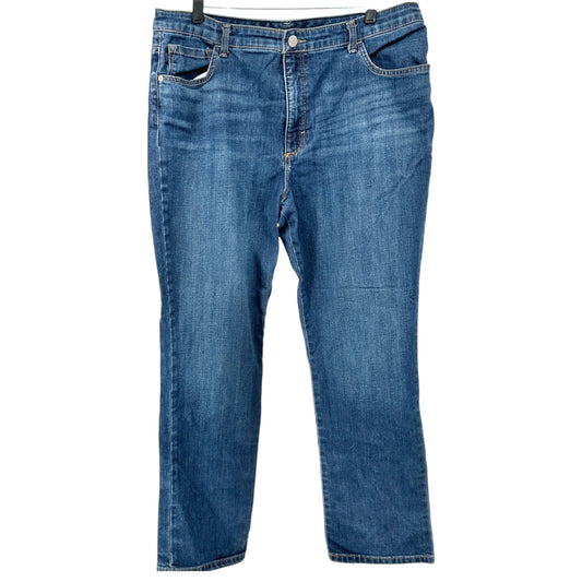 Lee Jeans Womens 18 Relaxed Fit Straight Leg High Rise Instantly Slim Blue Denim