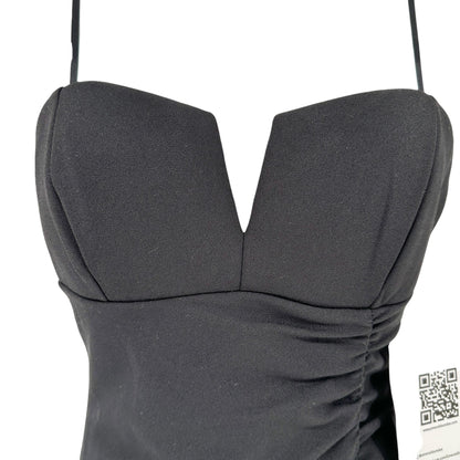 Emerald Sundae Midi Dress Small Black Ruched Sweetheart Neckline Spaghetti Strap
