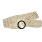 Beige Crochet Belt With Black Ring Buckle 40.5 inch Long Handmade Woven Design