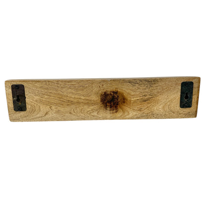 Rustic Wood and Hammered Metal 3-Hook Wall Mounted Coat or Hat Rack