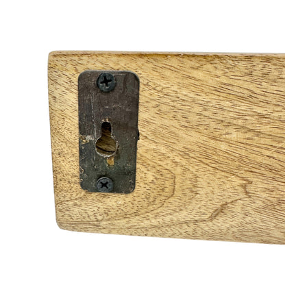 Rustic Wood and Hammered Metal 3-Hook Wall Mounted Coat or Hat Rack