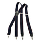Suspenders Navy Burgundy Striped With Silver Clips Leather Accents Adjustable