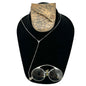 Vintage Folding Reading Glasses on 24 Inch Chain In Original Brown Leather Case