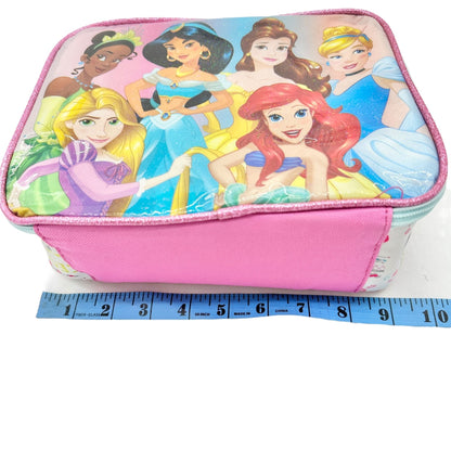 Disney Princesses Insulated Lunch Bag 10x7x3 Pink and White By Bioworld Zipper