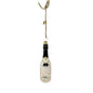 Rosé Champagne Bottle Glass Ornament With Gold Glitter Accent in Original Box