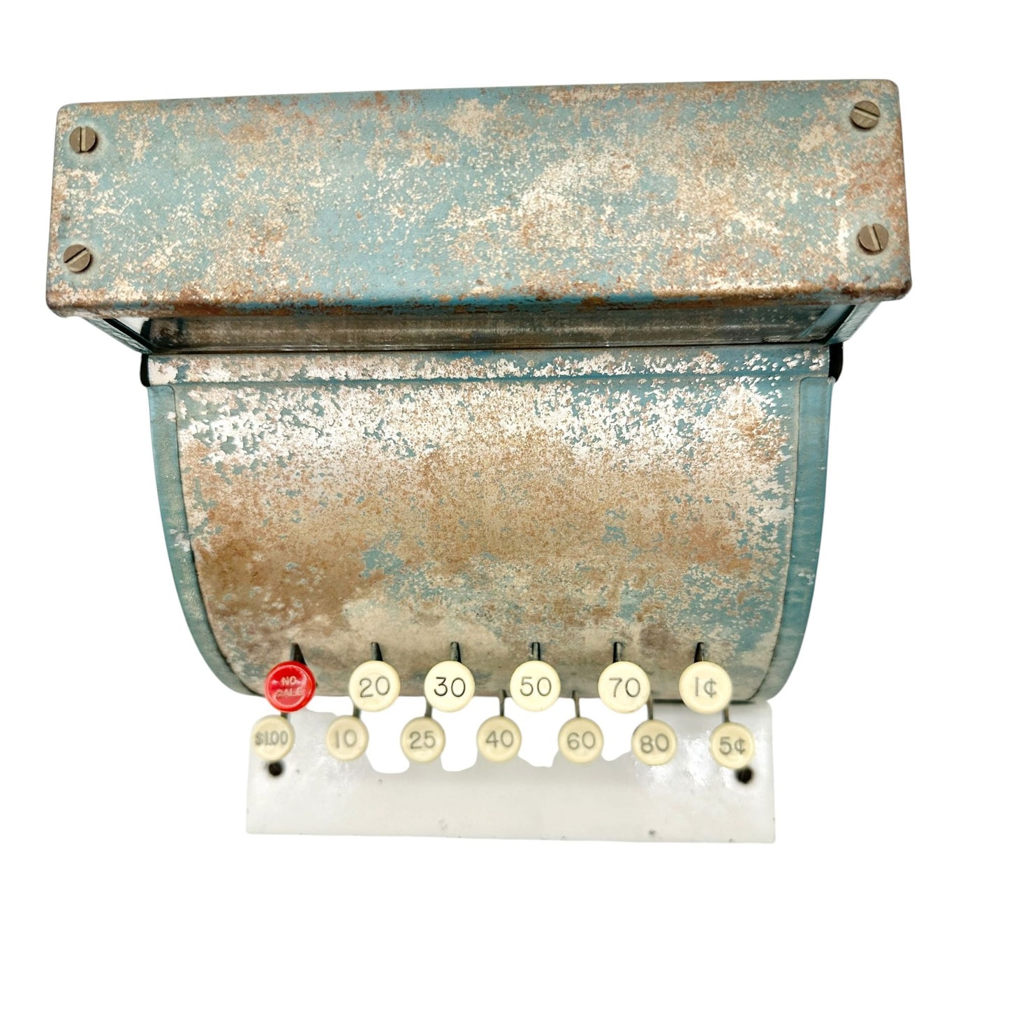 Vintage Toy Cash Register With Functional Buttons and Play Money Drawer Blue Metal