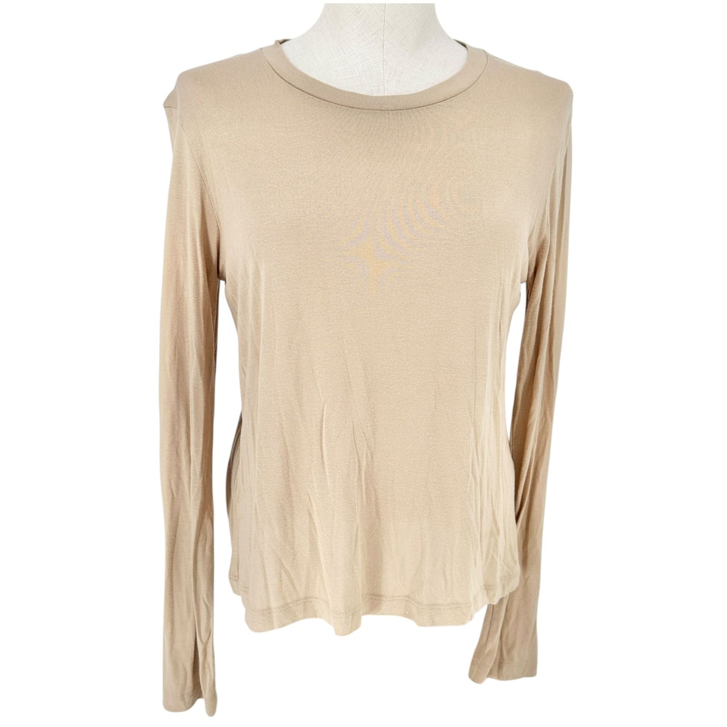 Vince Lightweight Top Womens Size M Beige Long Sleeves Made in Peru 100% Modal