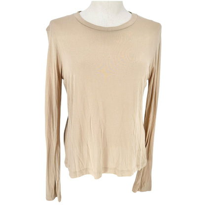 Vince Lightweight Top Womens Size M Beige Long Sleeves Made in Peru 100% Modal