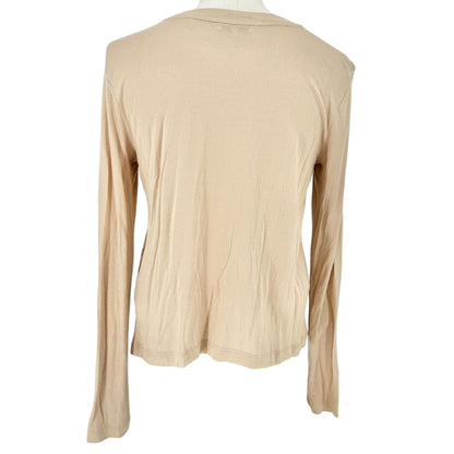 Vince Lightweight Top Womens Size M Beige Long Sleeves Made in Peru 100% Modal