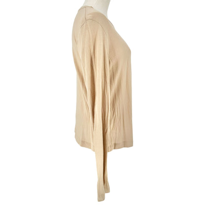 Vince Lightweight Top Womens Size M Beige Long Sleeves Made in Peru 100% Modal