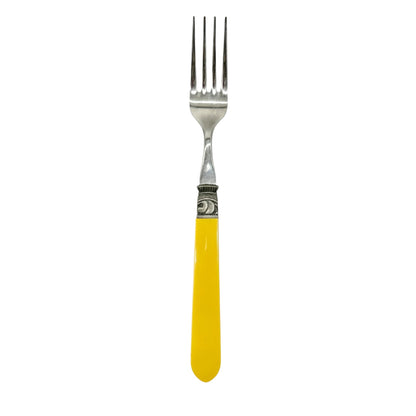 40 Piece Cutlery Set Yellow Handles with 8 ea Knives Forks Spoons Dessert Forks