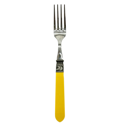 40 Piece Cutlery Set Yellow Handles with 8 ea Knives Forks Spoons Dessert Forks