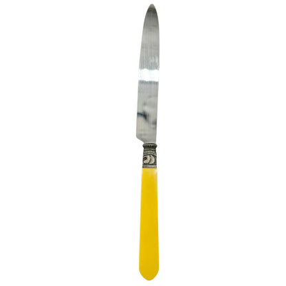 40 Piece Cutlery Set Yellow Handles with 8 ea Knives Forks Spoons Dessert Forks
