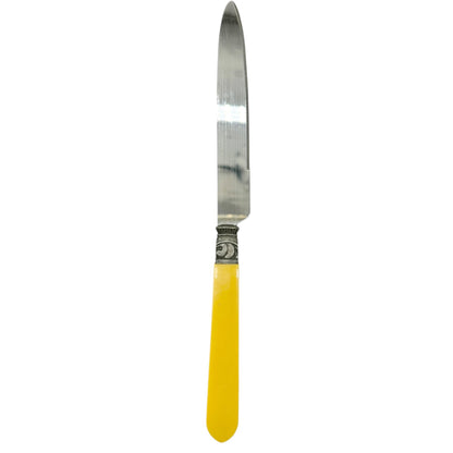 40 Piece Cutlery Set Yellow Handles with 8 ea Knives Forks Spoons Dessert Forks