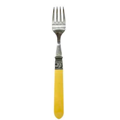 40 Piece Cutlery Set Yellow Handles with 8 ea Knives Forks Spoons Dessert Forks