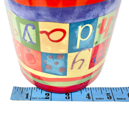 FTD Ceramic Happy Birthday Planter Pot Red and Multicolor 5 Inch Diameter
