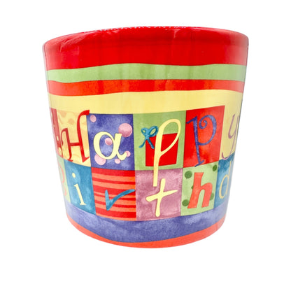 FTD Ceramic Happy Birthday Planter Pot Red and Multicolor 5 Inch Diameter