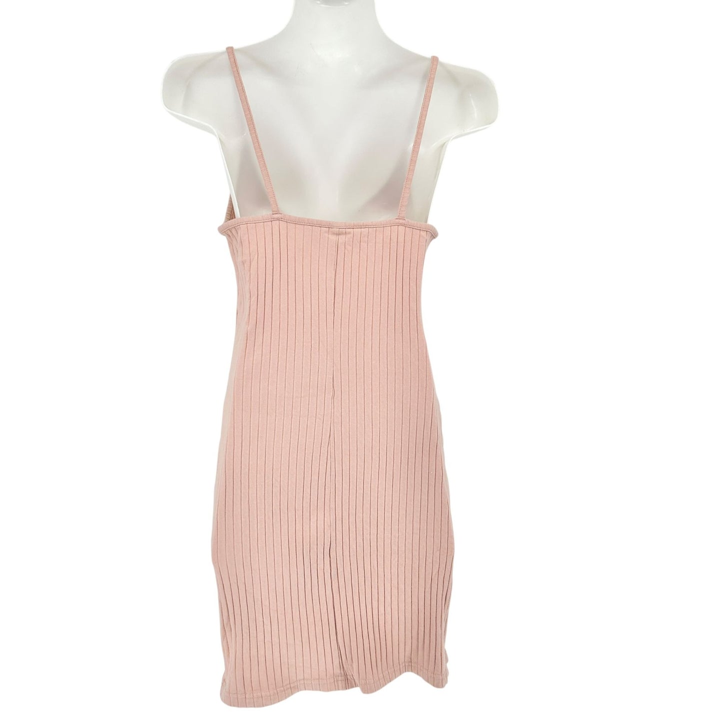 Divided Ribbed Pink Mini Slip Dress Womens Small With Spaghetti Straps H&M