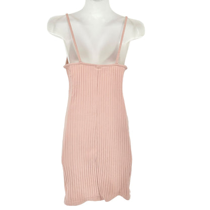 Divided Ribbed Pink Mini Slip Dress Womens Small With Spaghetti Straps H&M
