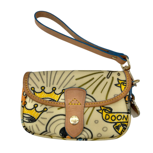Dooney & Bourke Wristlet Clutch Bag 6x4x1 With Cartoon Print and Leather Trim