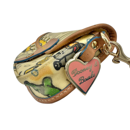 Dooney & Bourke Wristlet Clutch Bag 6x4x1 With Cartoon Print and Leather Trim