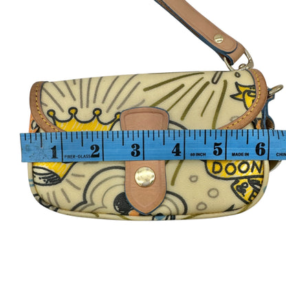 Dooney & Bourke Wristlet Clutch Bag 6x4x1 With Cartoon Print and Leather Trim