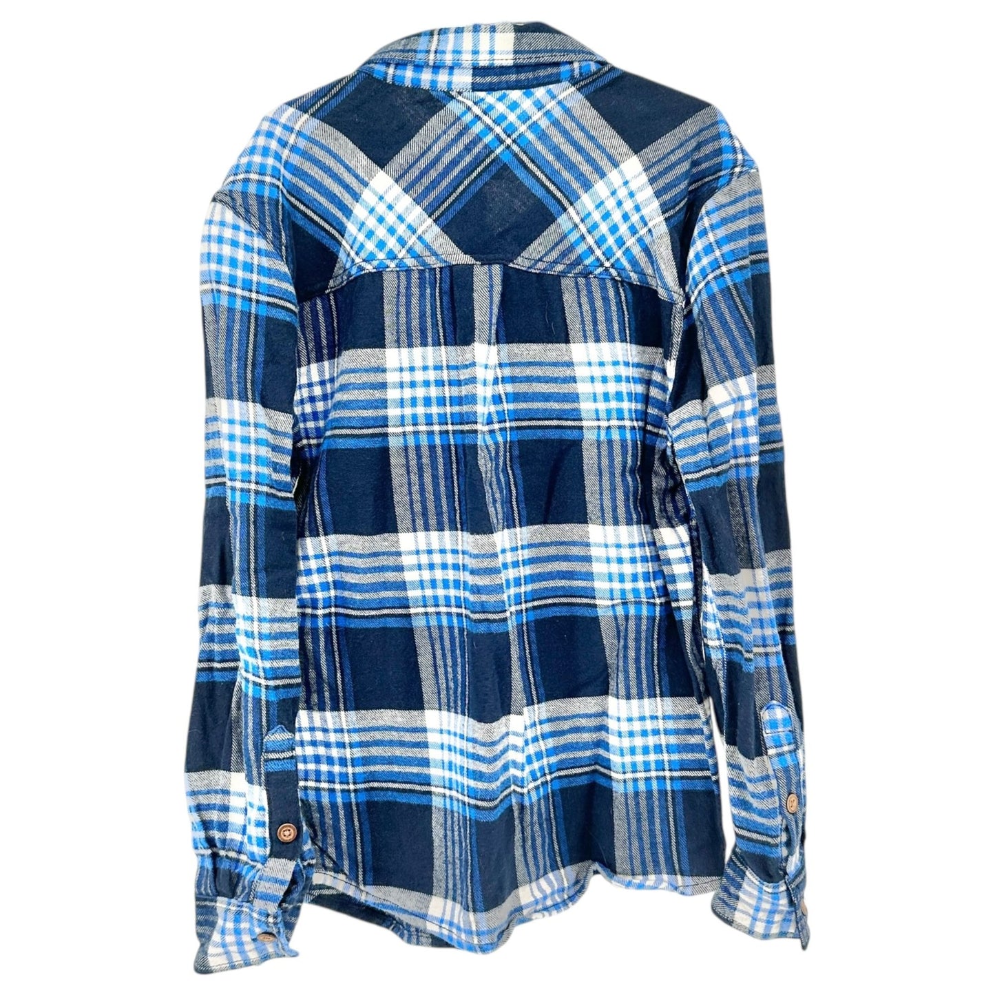 Sonoma Supersoft Button Up Shirt Boys Size 8 Blue Plaid Long Sleeves Cotton