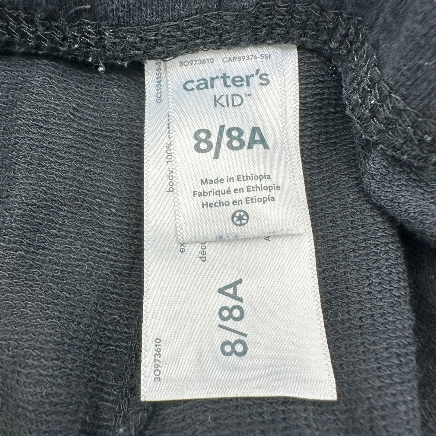 Carters Kids Shorts Boys Size 8/8A Black Drawstring Cotton Shorts