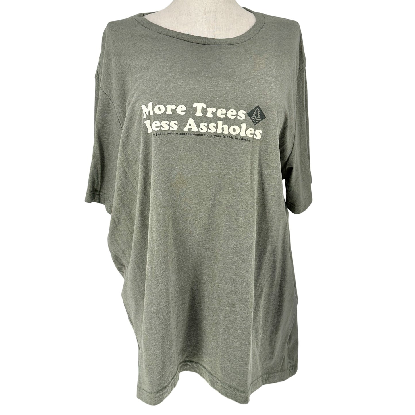 More Trees Less Assholes Alaska Graphic Tee 3XL Green Cotton Blend Bella+Canvas