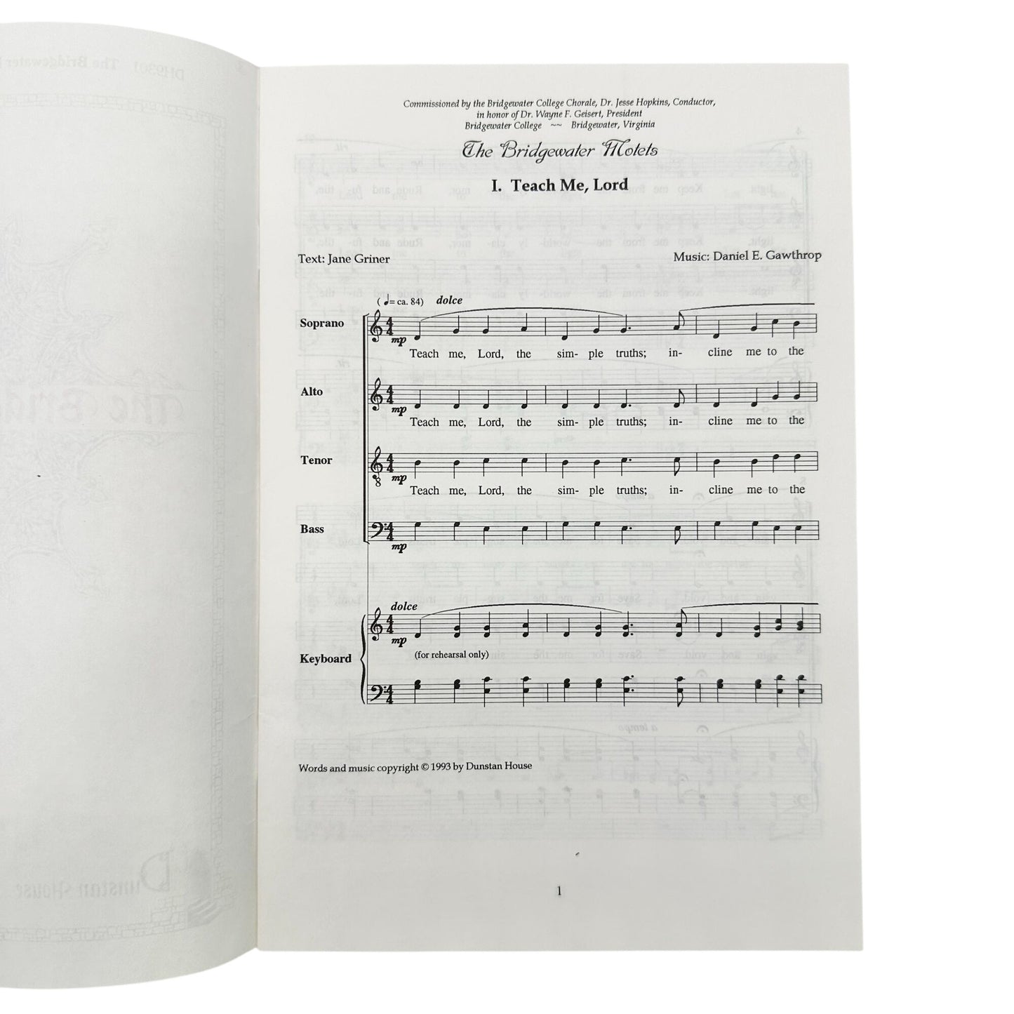 The Bridgewater Motets SATB A Cappella Sheet Music Booklet By Daniel E. Gawthrop