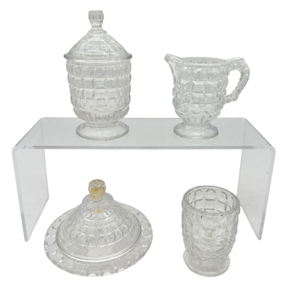 Tappan 4-Piece Clear Glass Childs Table Set TS-53 Intricate Pattern Design 2.5"H