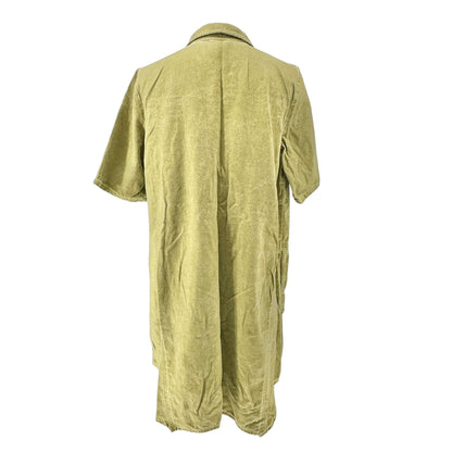 Lori Goldstein LOGO Shirt Dress Womens L Pea Green Button Front Short Sleeve
