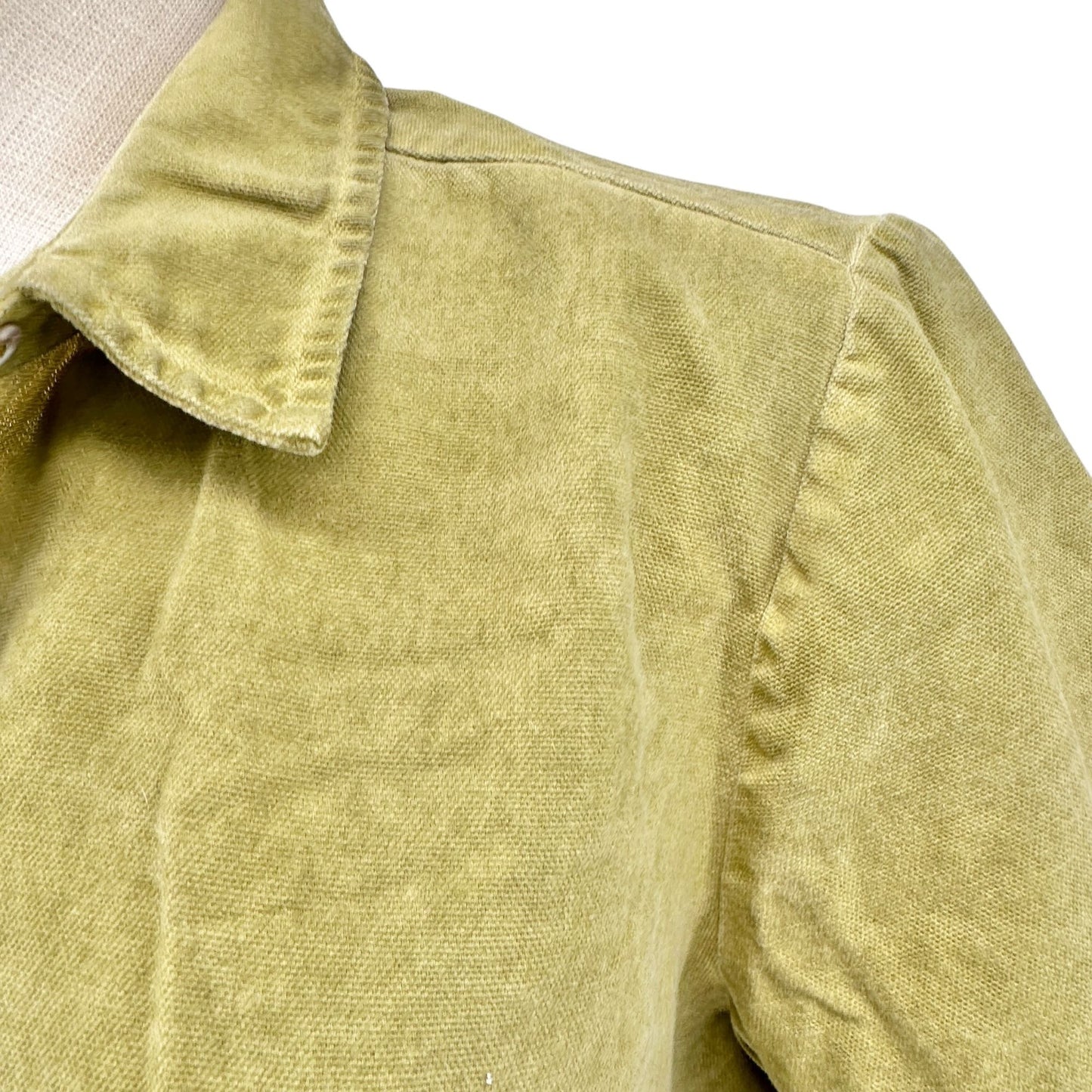 Lori Goldstein LOGO Shirt Dress Womens L Pea Green Button Front Short Sleeve