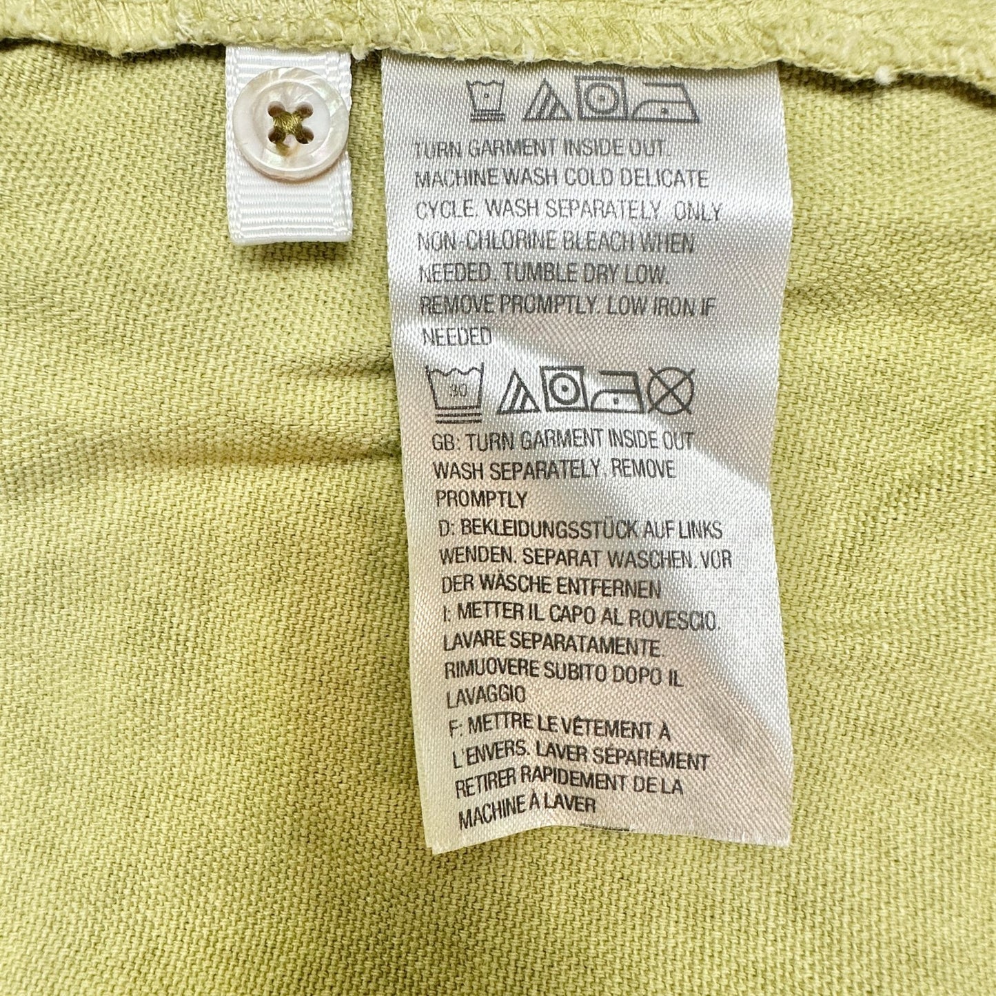 Lori Goldstein LOGO Shirt Dress Womens L Pea Green Button Front Short Sleeve