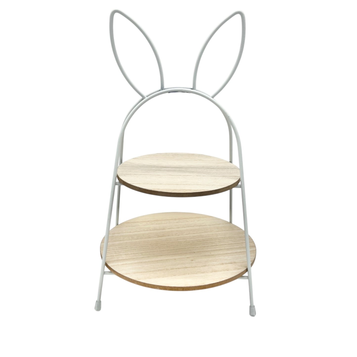 Rabbit Ear 2-Tier Wooden Shelf With Metal Frame For Desk Or Kitchen Organization