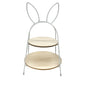 Rabbit Ear 2-Tier Wooden Shelf With Metal Frame For Desk Or Kitchen Organization