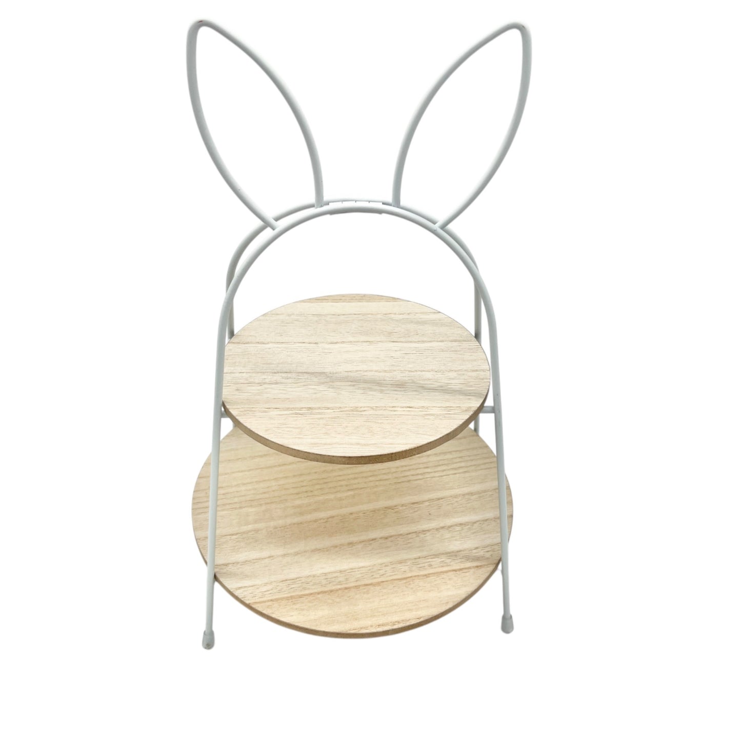 Rabbit Ear 2-Tier Wooden Shelf With Metal Frame For Desk Or Kitchen Organization