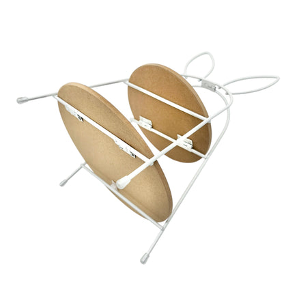 Rabbit Ear 2-Tier Wooden Shelf With Metal Frame For Desk Or Kitchen Organization