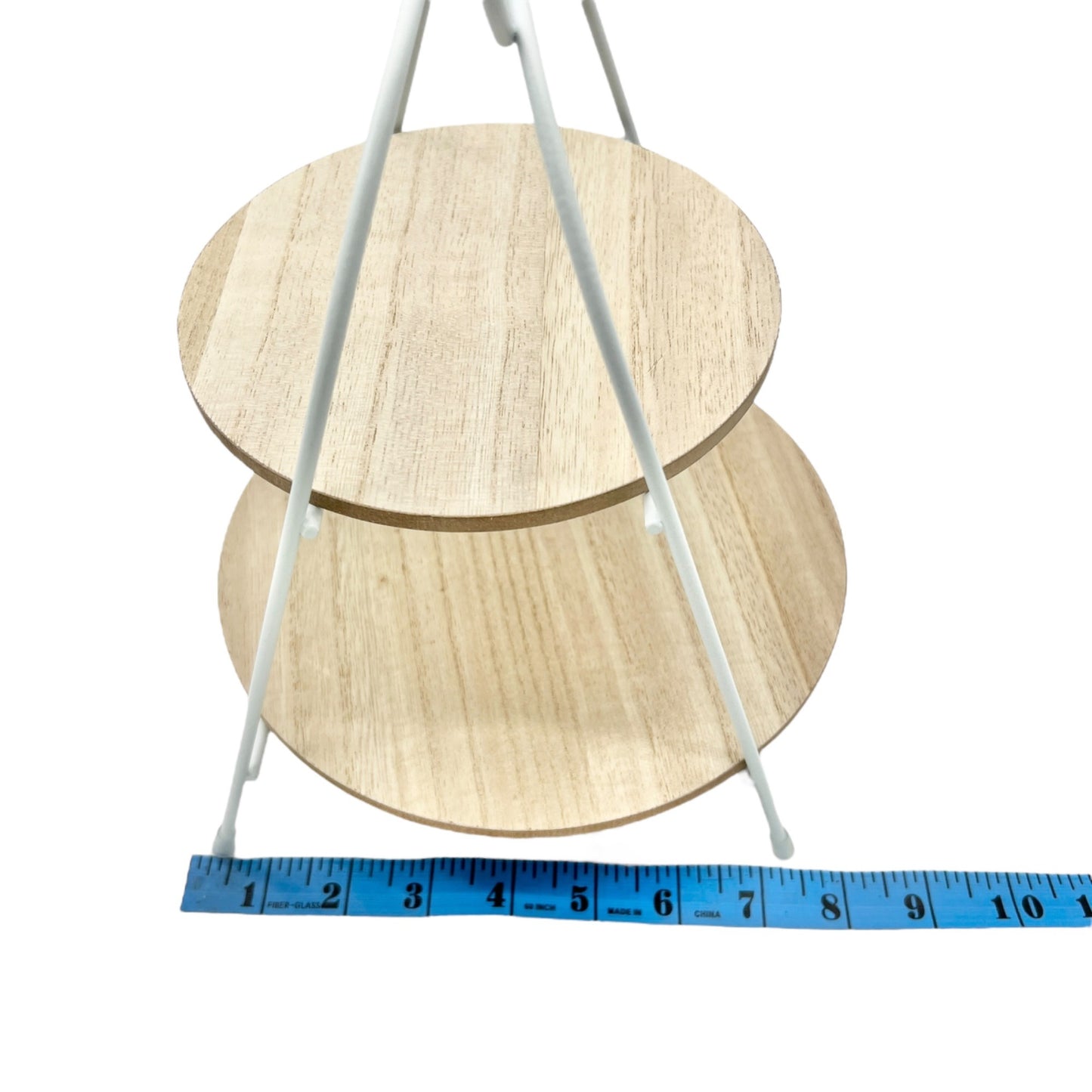 Rabbit Ear 2-Tier Wooden Shelf With Metal Frame For Desk Or Kitchen Organization