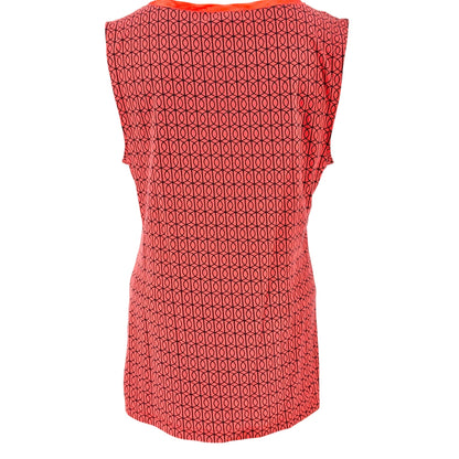 Banana Republic Top Womens L Luxe Touch Geometric Print Sleeveless Red Black