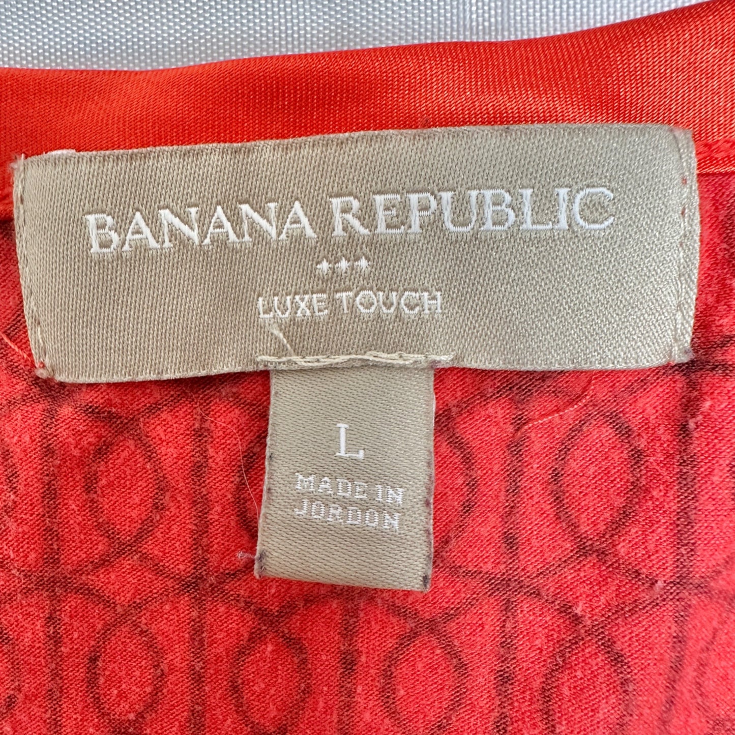 Banana Republic Top Womens L Luxe Touch Geometric Print Sleeveless Red Black