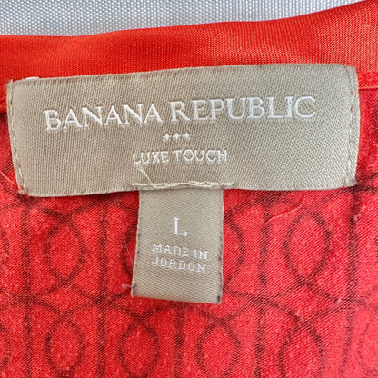 Banana Republic Top Womens L Luxe Touch Geometric Print Sleeveless Red Black