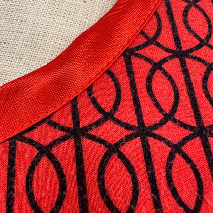 Banana Republic Top Womens L Luxe Touch Geometric Print Sleeveless Red Black