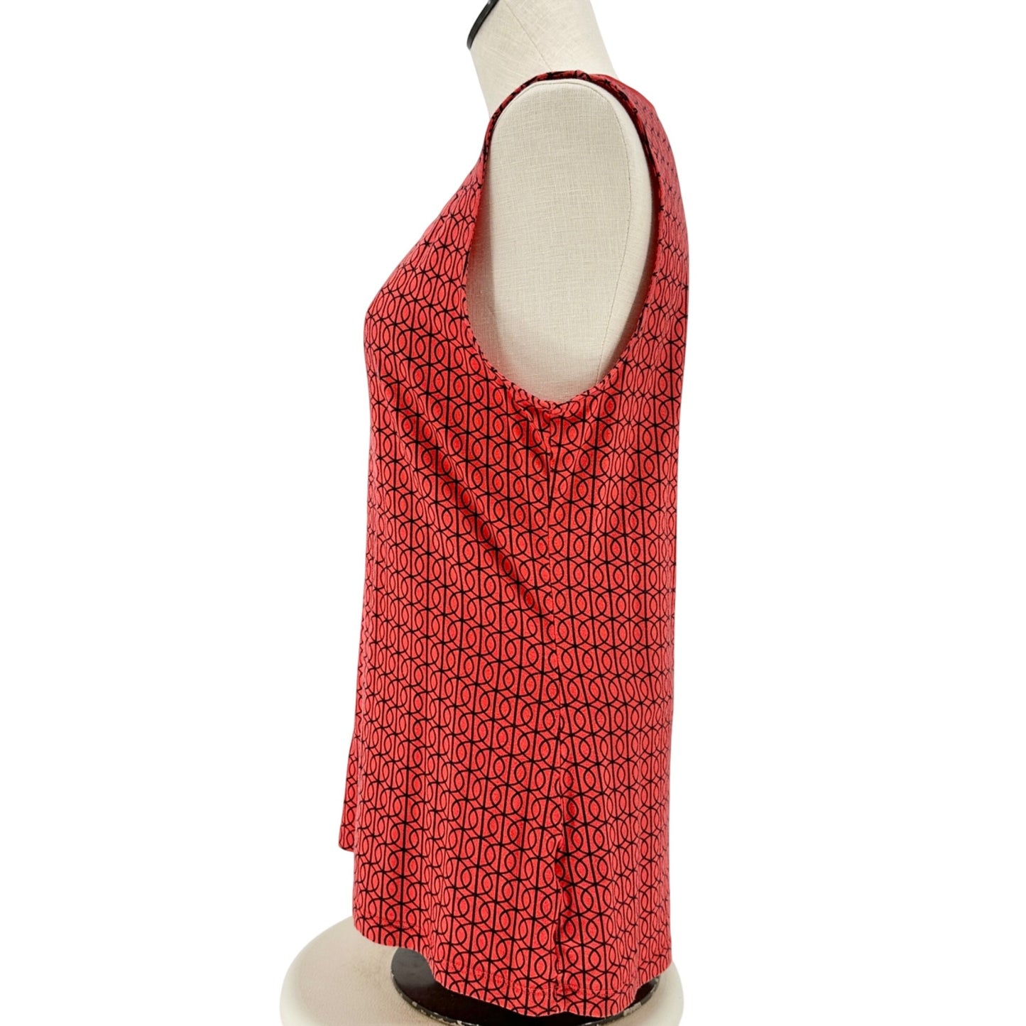 Banana Republic Top Womens L Luxe Touch Geometric Print Sleeveless Red Black