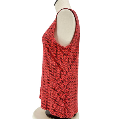 Banana Republic Top Womens L Luxe Touch Geometric Print Sleeveless Red Black