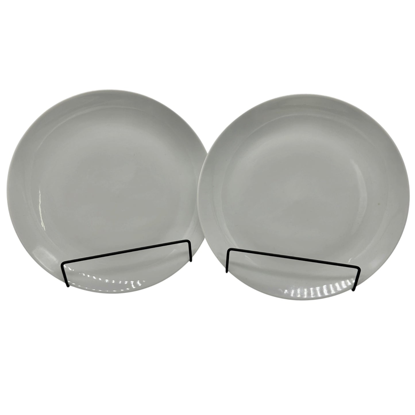 Set Of 2 White China Dinner Plates 9-Inch Diameter Classic Minimalist Design