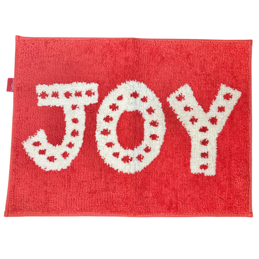Wondershop Bath Mat Throw Rug 24x18 Holiday JOY Red White Poly Non-Slip Backing